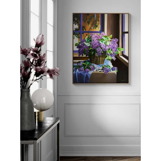 A Basket Full of Lilacs Oil Painting