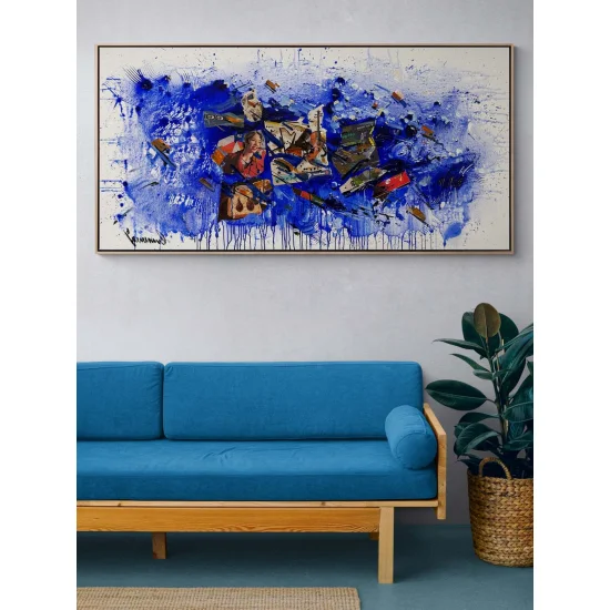 Gazete Sayfalarında Renkli İzler Yağlı Boya Tablosu