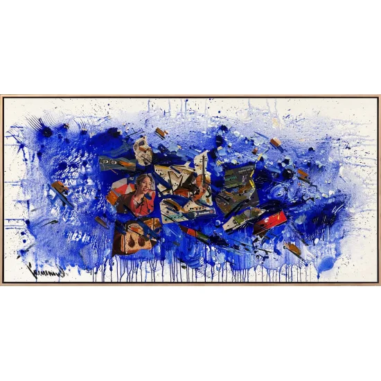 Gazete Sayfalarında Renkli İzler Yağlı Boya Tablosu