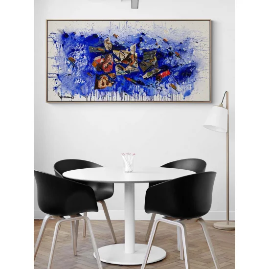 Gazete Sayfalarında Renkli İzler Yağlı Boya Tablosu