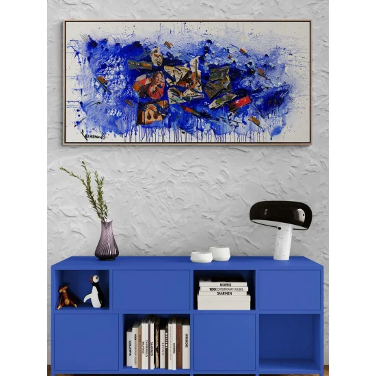 Gazete Sayfalarında Renkli İzler Yağlı Boya Tablosu