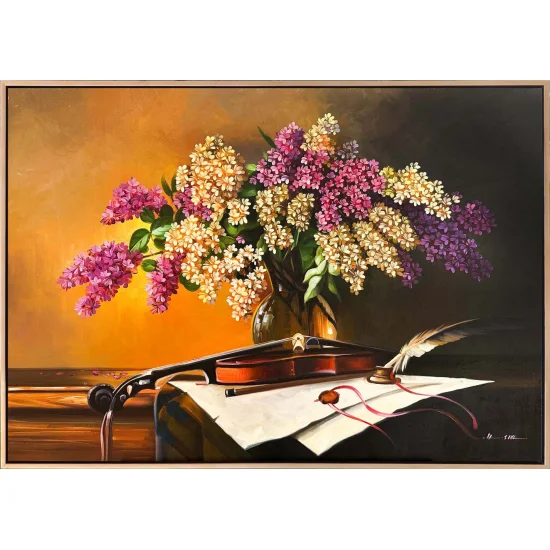 Çiçeklerin Şarkısı Leylak Yağlı Boya Tablosu