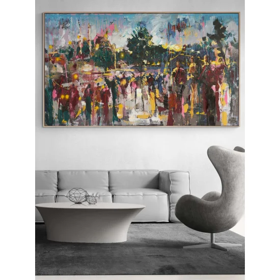 Ortaköyde Kalabalıklar Yağlı Boya Tablosu