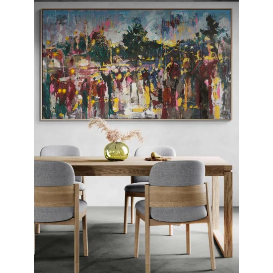 Ortaköyde Kalabalıklar Yağlı Boya Tablosu