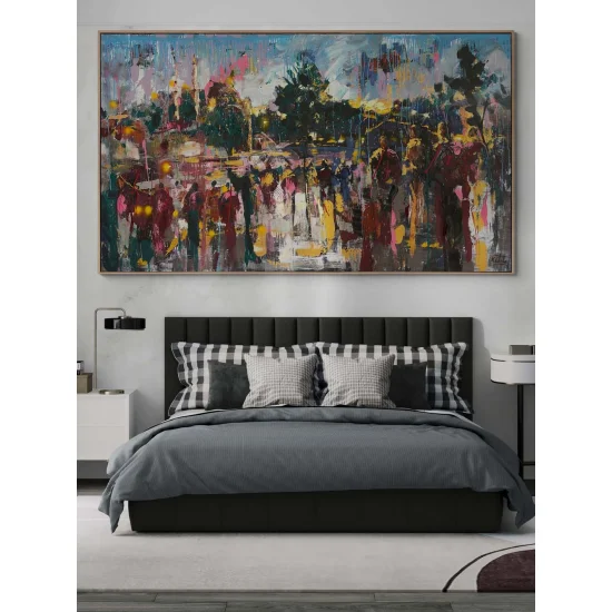 Ortaköyde Kalabalıklar Yağlı Boya Tablosu