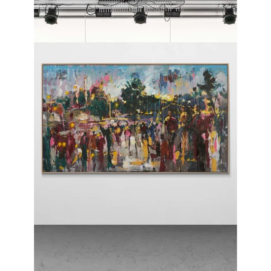 Ortaköyde Kalabalıklar Yağlı Boya Tablosu