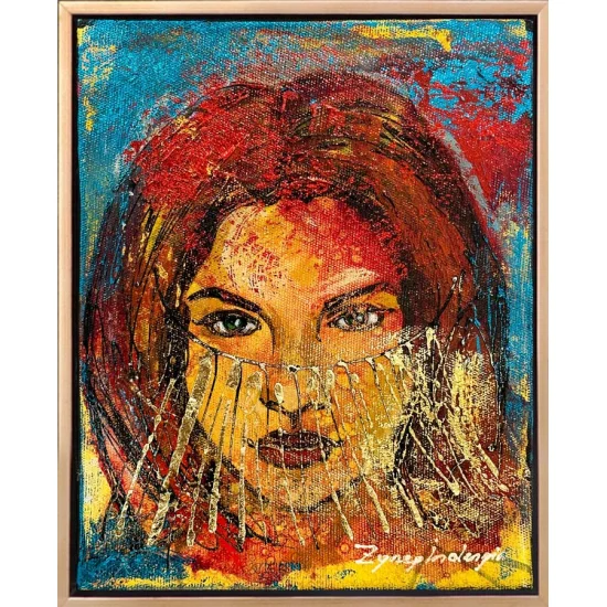 Peçenin Ardındaki Güzellik Yağlı Boya Tablosu