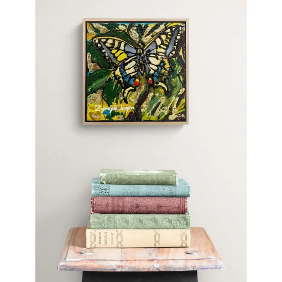 Yeşilerde Kelebek Yağlı Boya Tablosu