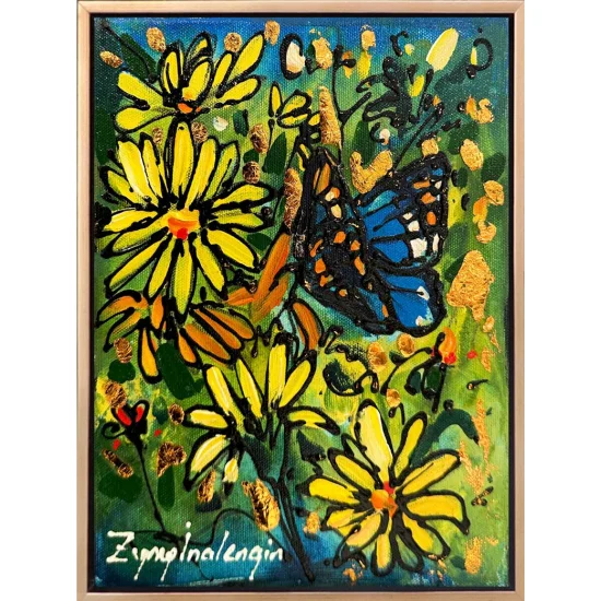 Butterfly on a Daisy Oil Painting