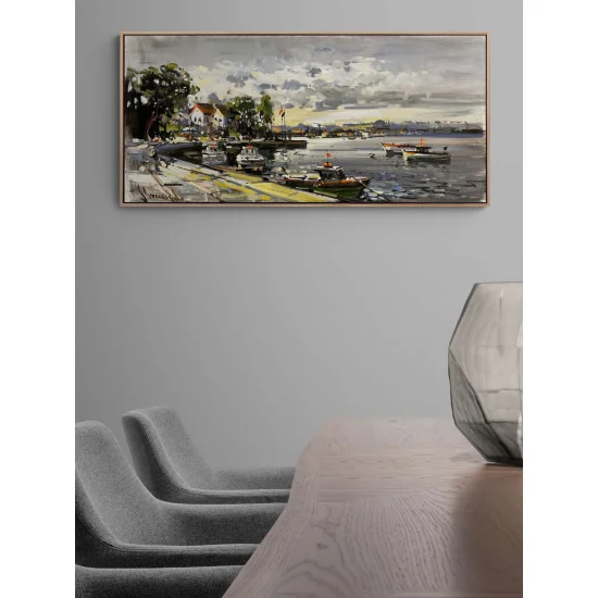 Boğazın Tarihi Akışı Yağlı Boya Tablosu