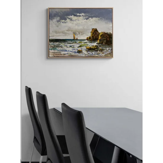 Gün Doğumunda Yelkenli Yağlı Boya Tablosu