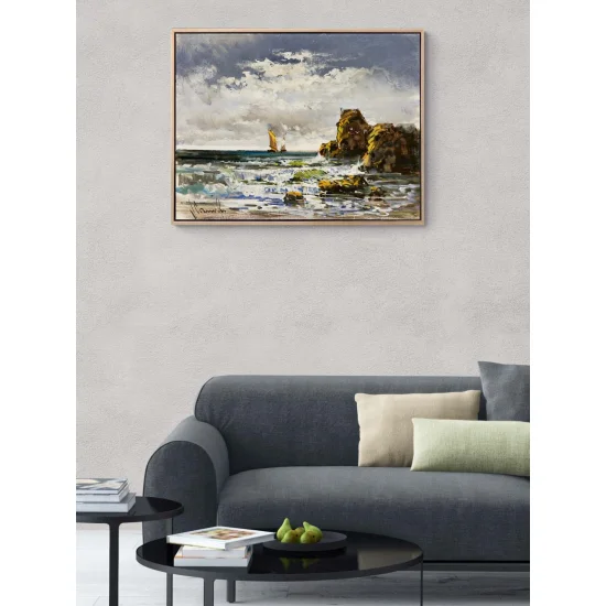 Gün Doğumunda Yelkenli Yağlı Boya Tablosu