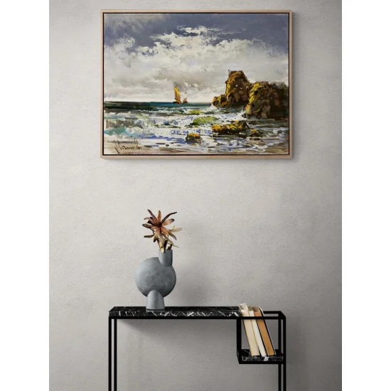 Gün Doğumunda Yelkenli Yağlı Boya Tablosu