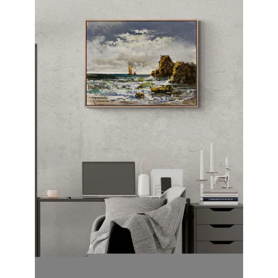 Gün Doğumunda Yelkenli Yağlı Boya Tablosu