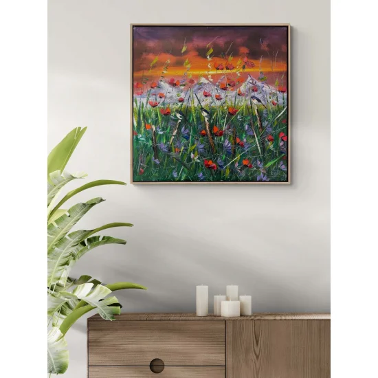 Birds in the Red Garden Oil Painting