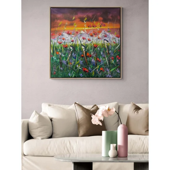 Birds in the Red Garden Oil Painting