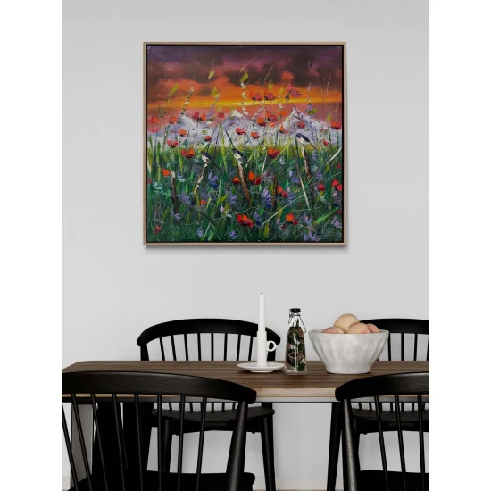 Birds in the Red Garden Oil Painting