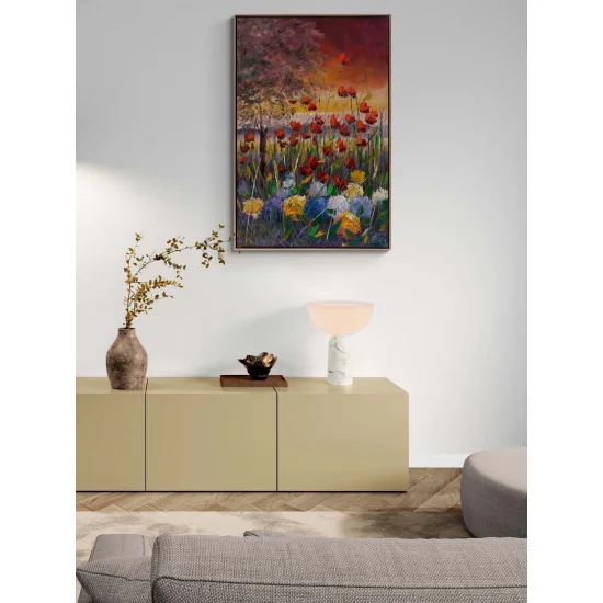 Gelincik ve Ortancanın Baharı Yağlı Boya Tablosu