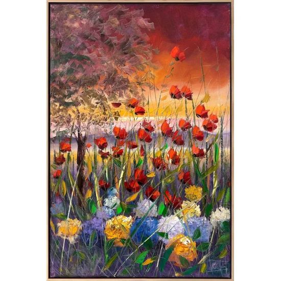 Gelincik ve Ortancanın Baharı Yağlı Boya Tablosu