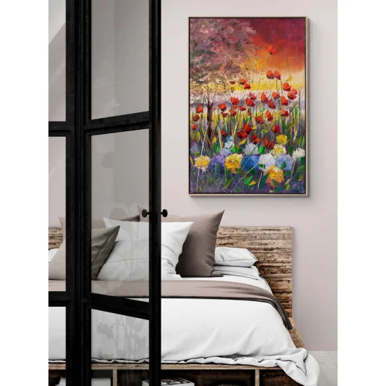 Gelincik ve Ortancanın Baharı Yağlı Boya Tablosu