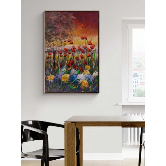 Gelincik ve Ortancanın Baharı Yağlı Boya Tablosu