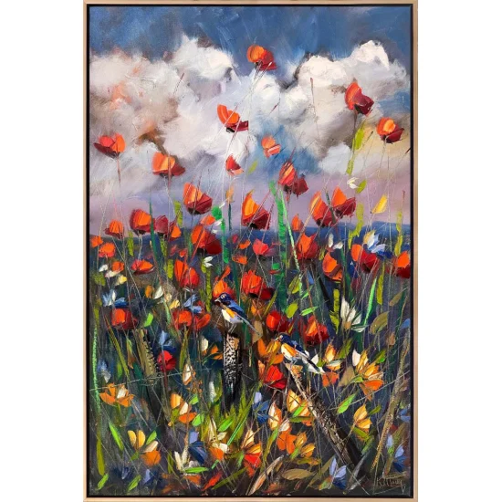 Gelinciklerin Bahar Şarkısı Yağlı Boya Tablosu