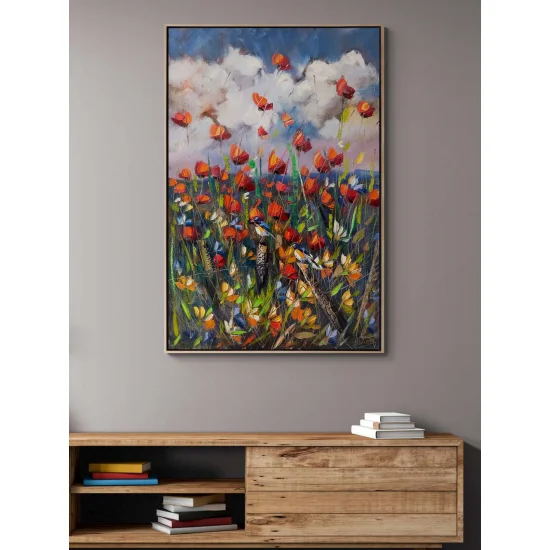 Gelinciklerin Bahar Şarkısı Yağlı Boya Tablosu