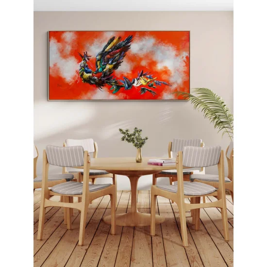 Yedi Vadi Yolcusu Simurg Yağlı Boya Tablosu