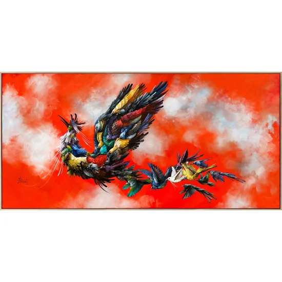 Yedi Vadi Yolcusu Simurg Yağlı Boya Tablosu