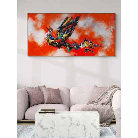 Yedi Vadi Yolcusu Simurg Yağlı Boya Tablosu