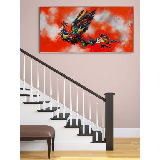 Yedi Vadi Yolcusu Simurg Yağlı Boya Tablosu