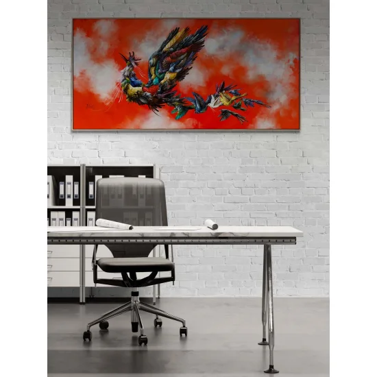 Yedi Vadi Yolcusu Simurg Yağlı Boya Tablosu