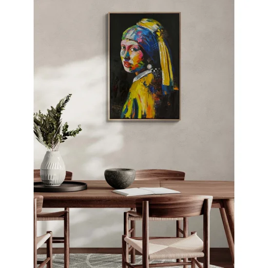 Modern İnci Küpeli Kız Yağlı Boya Tablosu