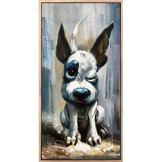 Cute White Dog Oil Painting