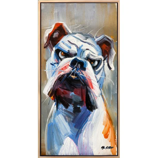 Grumpy Dog Oil Painting