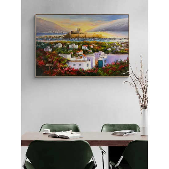 Gün Batarken Bodrum Kalesi Yağlı Boya Tablosu