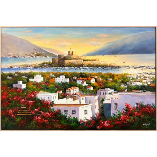 Gün Batarken Bodrum Kalesi Yağlı Boya Tablosu