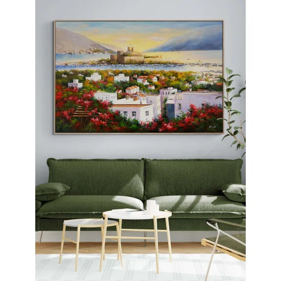 Gün Batarken Bodrum Kalesi Yağlı Boya Tablosu