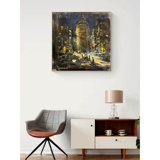 Geçmişin Fısıltısıda Galata Yağlı Boya Tablosu