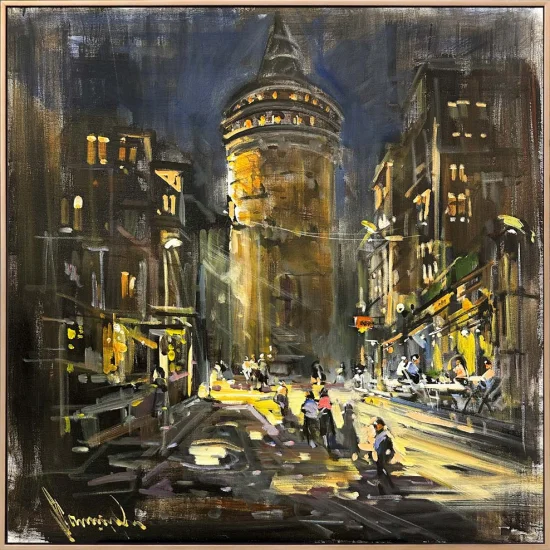 Geçmişin Fısıltısıda Galata Yağlı Boya Tablosu