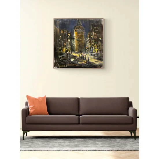 Geçmişin Fısıltısıda Galata Yağlı Boya Tablosu