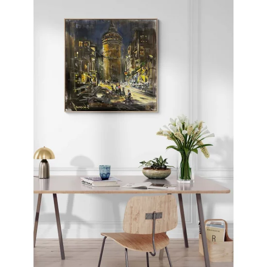 Geçmişin Fısıltısıda Galata Yağlı Boya Tablosu