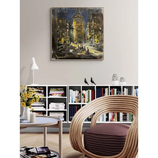 Geçmişin Fısıltısıda Galata Yağlı Boya Tablosu