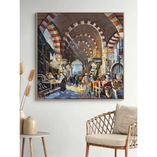 Tarihi Çarşının Yankıları Yağlı Boya Tablosu