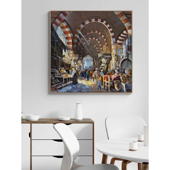Tarihi Çarşının Yankıları Yağlı Boya Tablosu