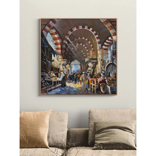 Tarihi Çarşının Yankıları Yağlı Boya Tablosu