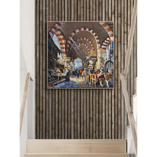 Tarihi Çarşının Yankıları Yağlı Boya Tablosu