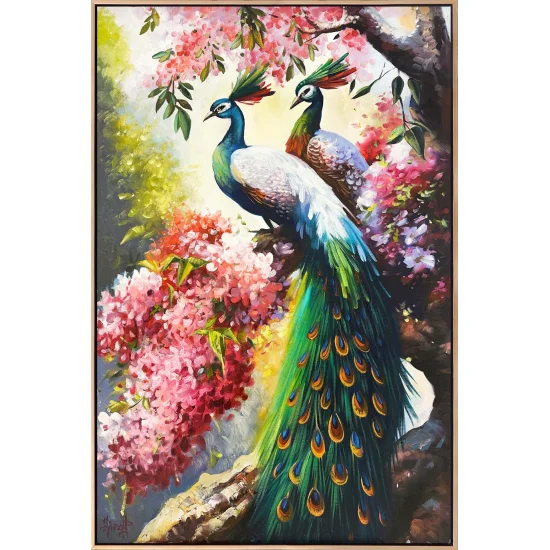 Peacocks in the Garden Oil Painting