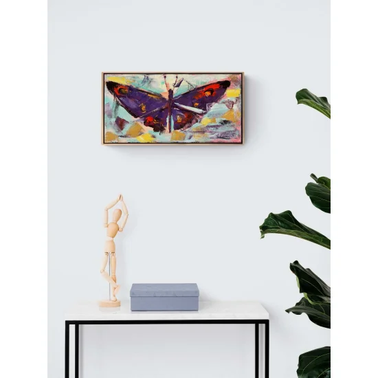 Mor Kelebek Kanatları Yağlı Boya Tablosu