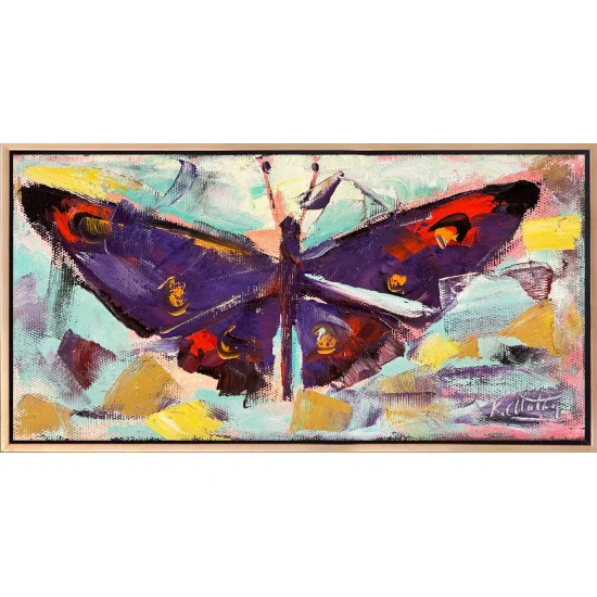 Mor Kelebek Kanatları Yağlı Boya Tablosu